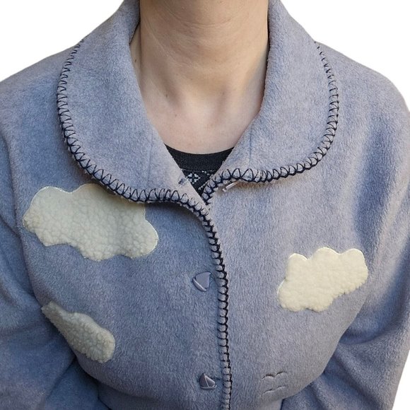 Retro 90s Coastal‎ Grandma Lighthouse Fleece Jacket Nautical S/M Beach Sailboat - Picture 3 of 14